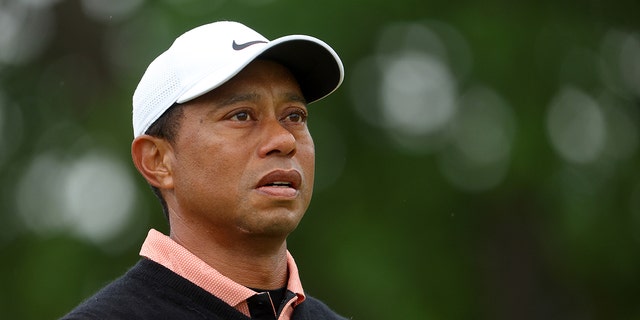 Tiger Woods of the United States  walks to the fourth tee during the third round of the 2022 PGA Championship at Southern Hills Country Club on May 21, 2022 in Tulsa, Oklahoma. 