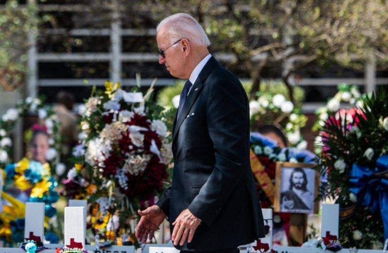 Bidens pay respects in Uvalde after mass school shooting