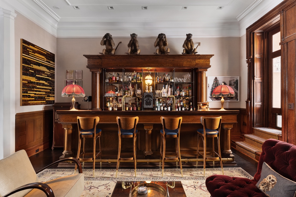 A old hotel bar now adorns the home. 