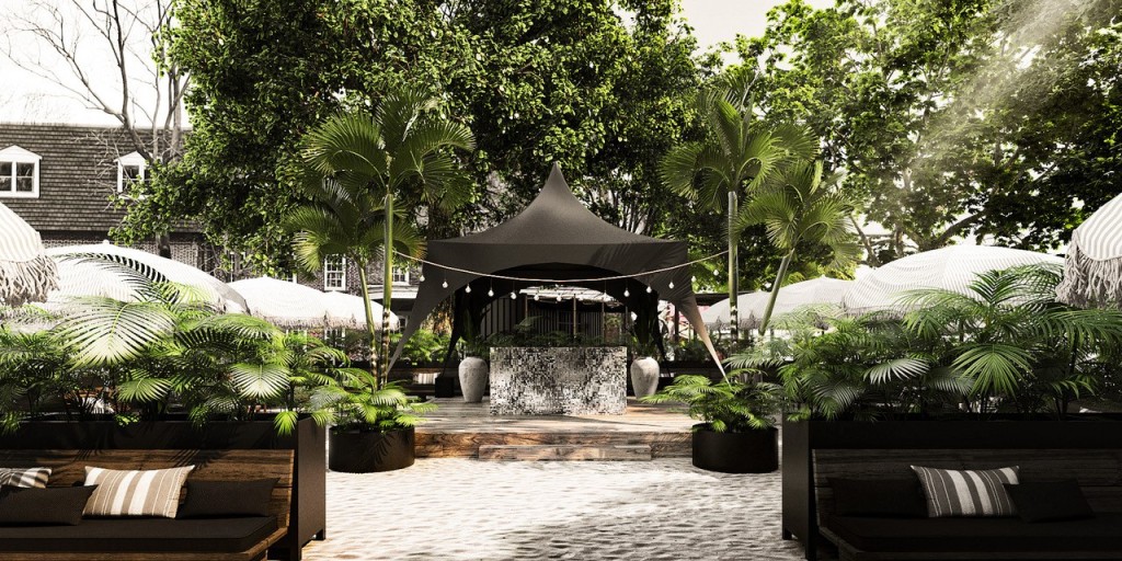 Gardner shipped in 350 tons of sand and tropical plants, including fire brush and hibiscus, to re-create a slice of Tulum paradise in New York Harbor.