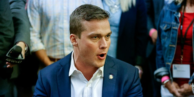 U.S. Rep. Madison Cawthorn, R-N.C., speaks to supporters and the media at his primary election night watch party in Hendersonville, N.C., Tuesday, May 17, 2022. 