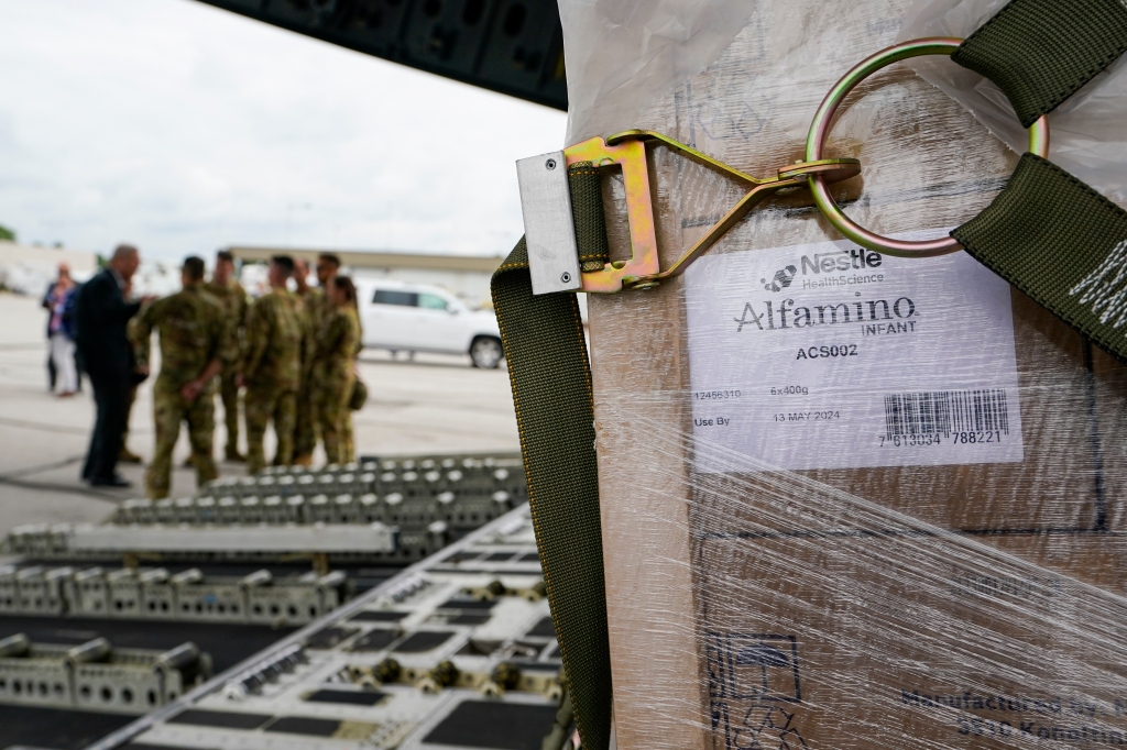 The 132 pallets of Nestlé Health Science Alfamino Infant and Alfamino Junior formula arrived from Ramstein Air Base in Germany.