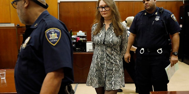 In this April 22, 2019 file photo, Anna Sorokin, who claimed to be a German heiress,  arrives for her trial at New York State Supreme Court in New York. 