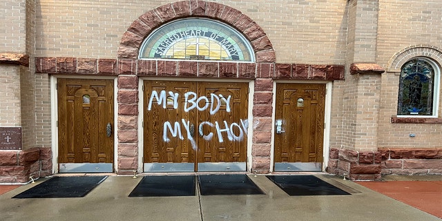 Vandalism on the Sacred Heart of Mary Church. 