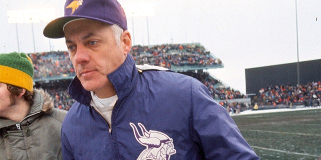 Head Coach Bud Grant of the Minnesota Vikings walks off the field after an NFL football game circa 1970 at Metropolitan Stadium in Minneapolis, Minnesota. Grant was the head coach of the Vikings from 1967-83 and 1985.