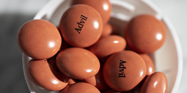 Advil brand ibuprofen tablets are displayed for a photograph in Tiskilwa, Illinois, U.S., on Wednesday, Oct. 23, 2019.