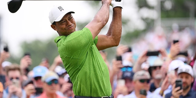 Tiger Woods during the second round of the PGA Championship in Tulsa, Oklahoma.