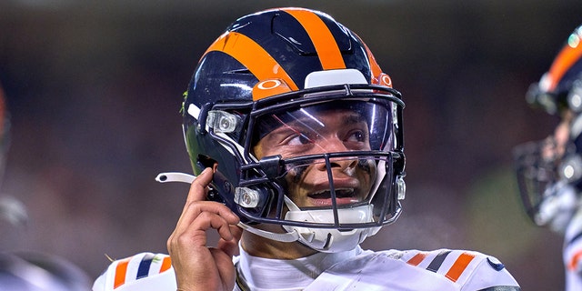 Chicago Bears quarterback Justin Fields during a game between the Chicago Bears and the Minnesota Vikings Dec. 20, 2021, at Soldier Field in Chicago.