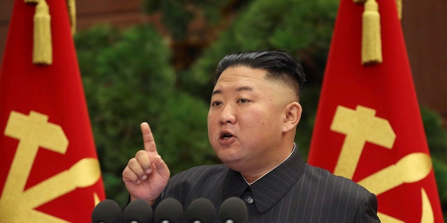 In this June 29 photo provided by the North Korean government, North Korean leader Kim Jong Un speaks during a Politburo meeting of the ruling Workers' Party in Pyongyang, North Korea. 