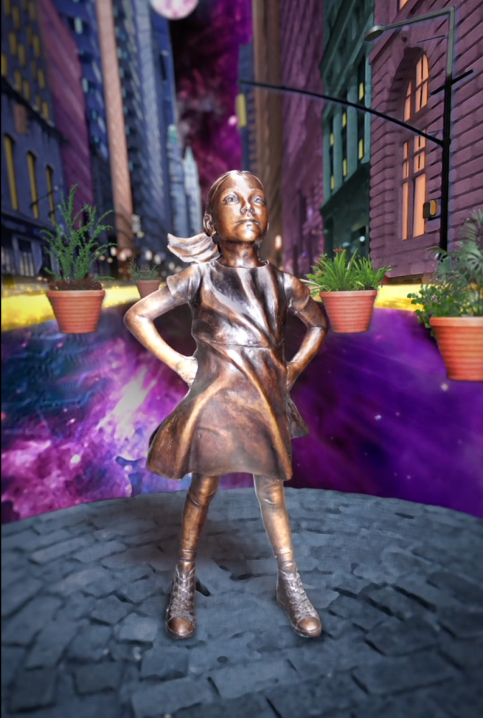 Visbal's latest works include a short film showing a comet exploding to become "Fearless Girl."