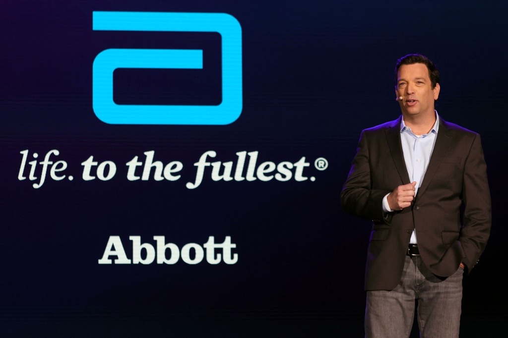 Abbott Chairman of the Board and CEO Robert B. Ford delivers a keynote address at CES 2022 at The Venetian Las Vegas on January 6, 2022 in Las Vegas, Nevada.