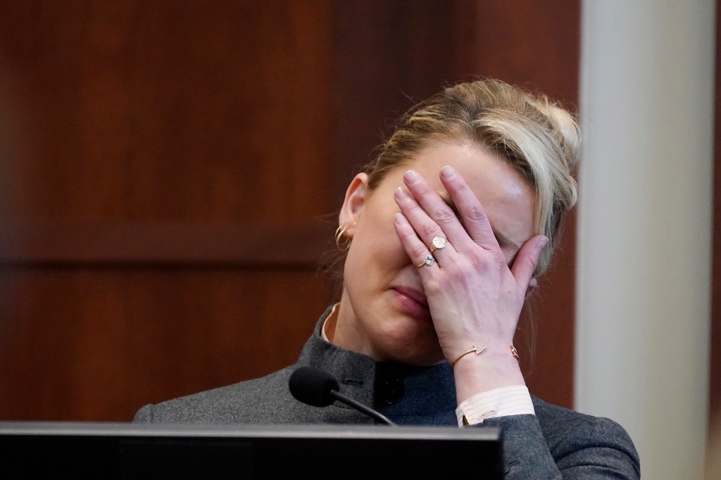 Actor Amber Heard testifies in the courtroom at the Fairfax County Circuit Courthouse in Fairfax, Va., Monday, May 16, 2022.