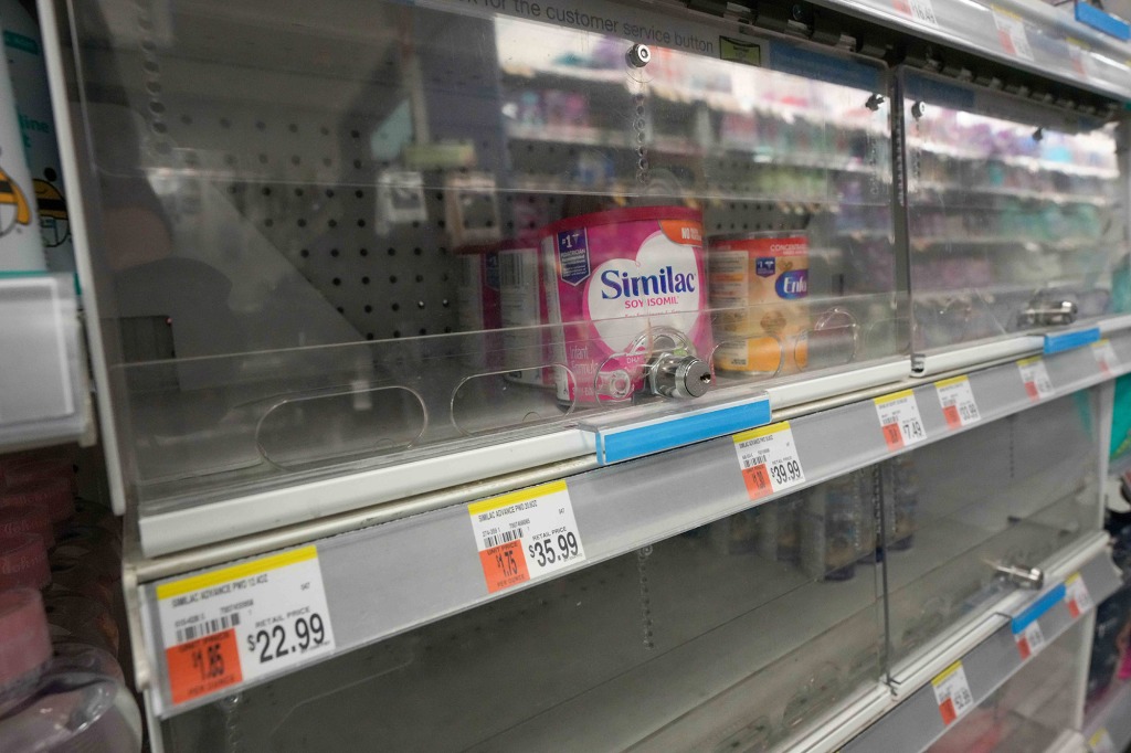 View of almost empty baby formula shelves at a Duane Reade in New York City, USA on Wednesday, May 11,  2022