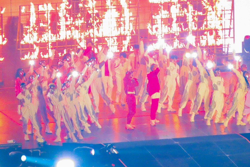 BTS on stage in Las Vegas on April 8.