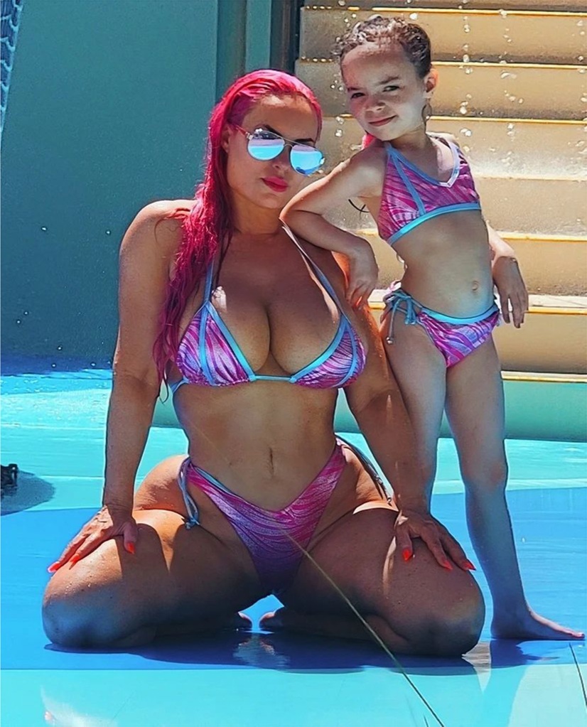 After sharing a series of poolside snaps at Baha Bay Water Park, Coco Austin has been accused of dressing “inappropriately” while splashing around with her daughter.
