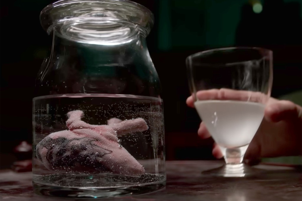 Organs floating in a jar in "Crimes of the Future"