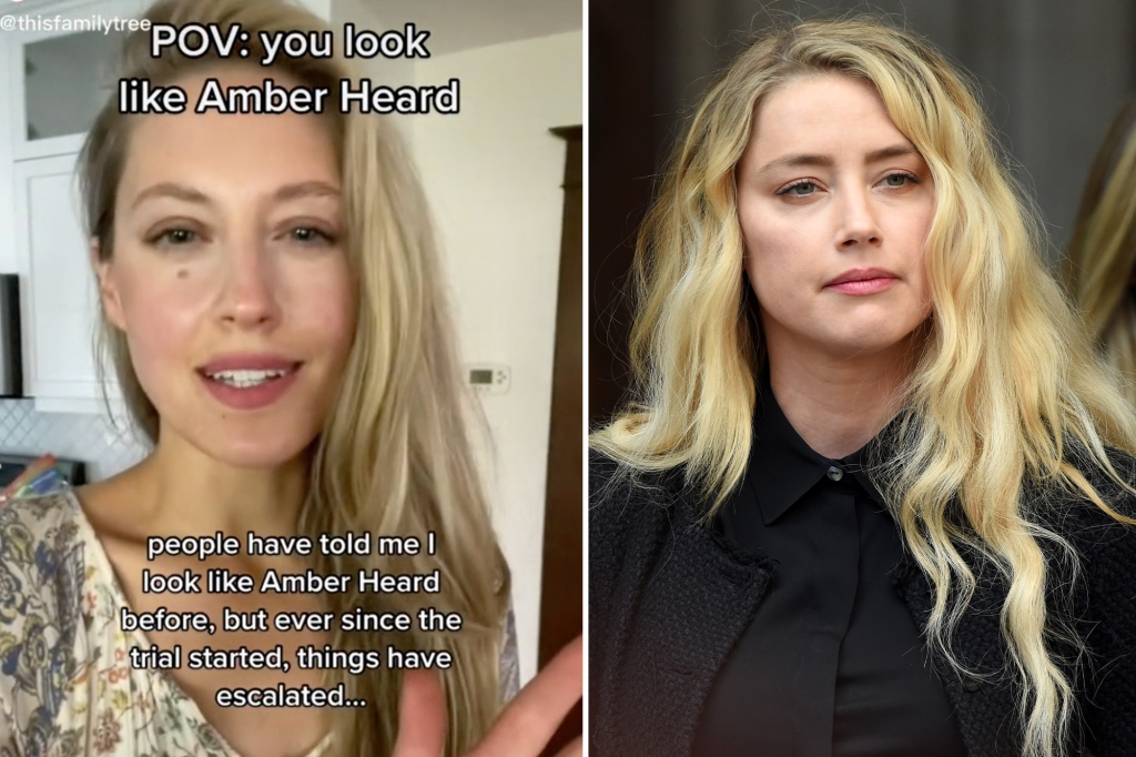 Alexandra (left) has been compared to Amber Heard (right), which she parodied in a now-viral TikTok video.