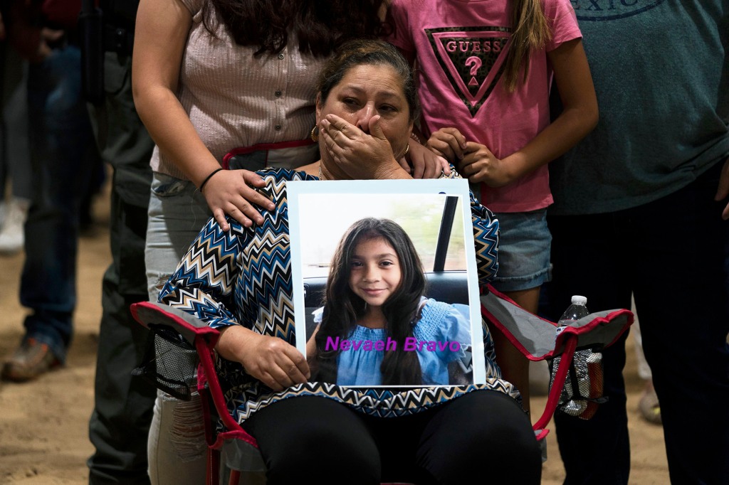 Esmeralda Bravo holds a photo of her granddaughter, Nevaeh, one of the Robb Elementary School shooting victims.