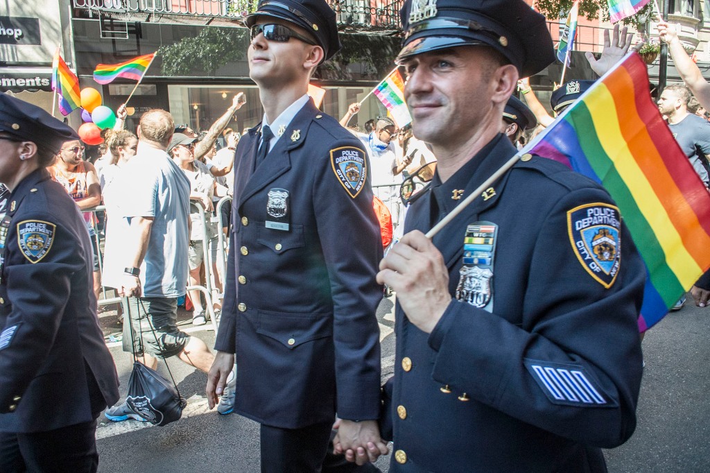 Gay and Lesbian Police Officers march during the Gay Pride Parade on June 30, 2019.