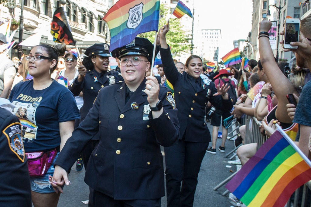 Gay and Lesbian Police Officers march during the Gay Pride Parade on June 30, 2019.