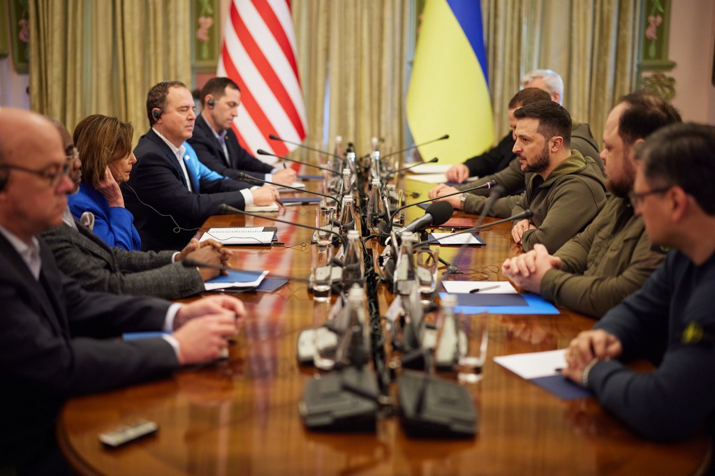 Volodymyr Zelensky meets Speaker of the House Nancy Pelosi in April 2022.