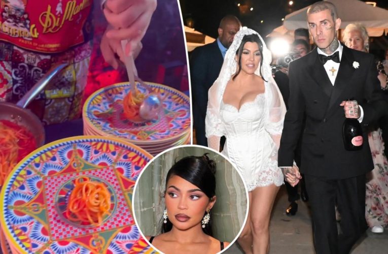 Kourtney Kardashian, Travis Barker’s tiny wedding pasta labeled ‘hate crime’