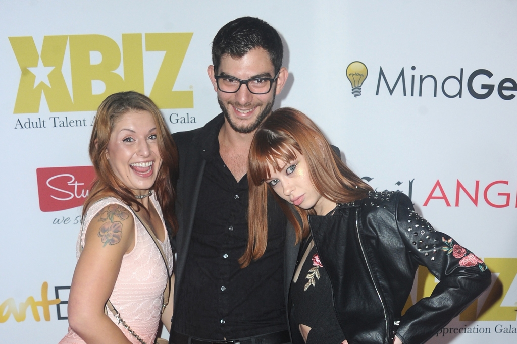 From left to right: Fallon West, Logan Long and Alexa Nova arrive for XBiz's RISE Performer Appreciation Event held at 1 Oak  on November 15, 2017 in West Hollywood, California.