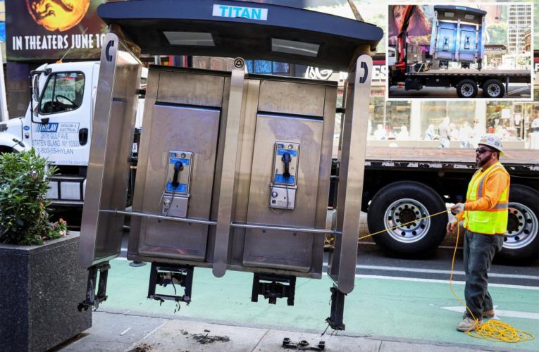 NYC last-standing public payphone from street