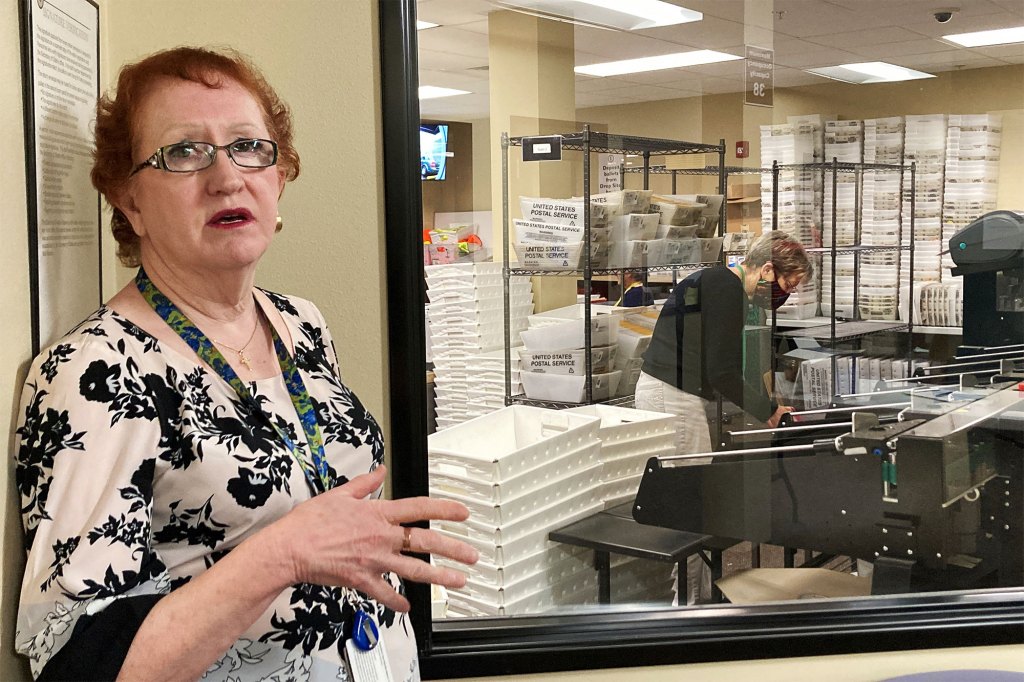 Clackamas County Elections Clerk Sherry Hall speaks at the office on Thursday, May 19, 2022, Oregon City, Ore.
