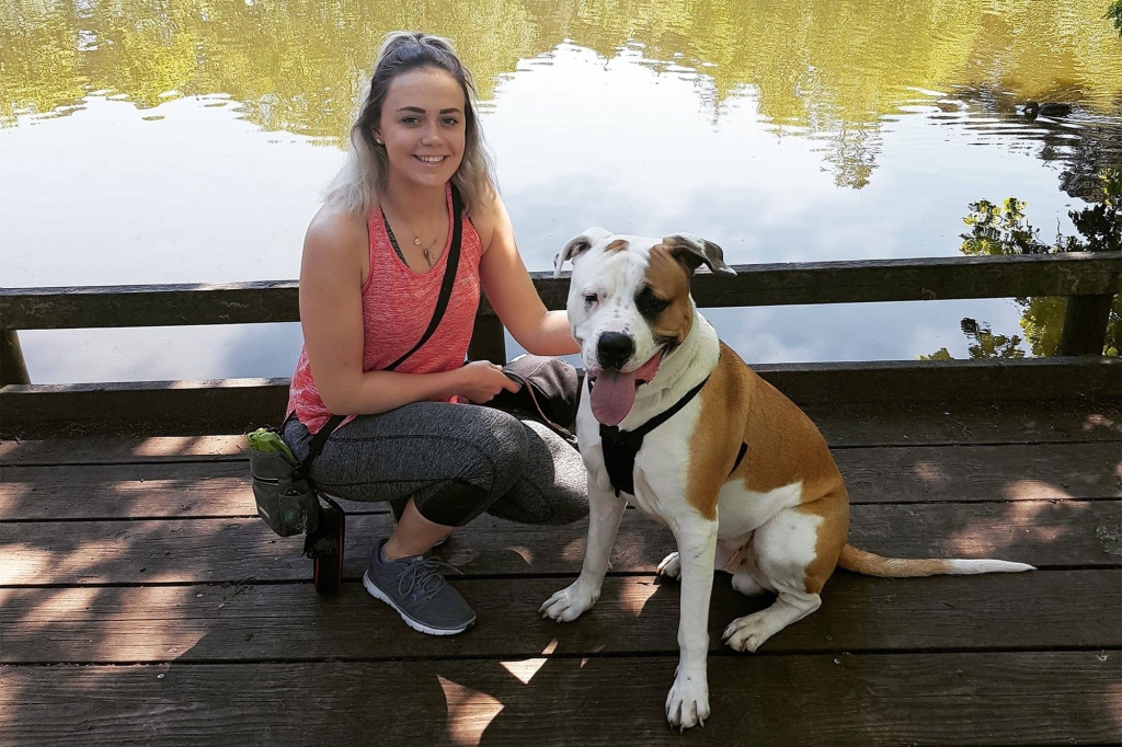 Katie Morran and Cooper the Mastiff.