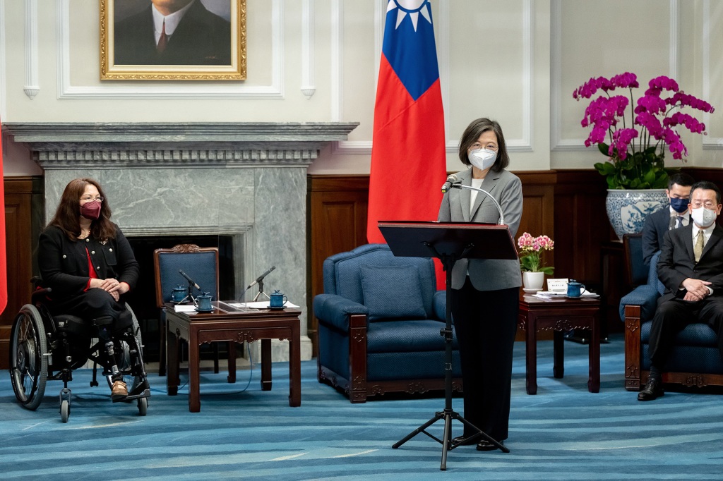 President Tsai Ing-wen (right) thanked the US government “for the importance they place on peace and stability across the Taiwan Strait.”