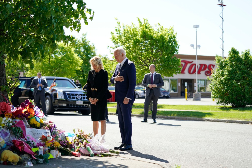 President Joe Biden and first lady Jill Biden visit the scene.