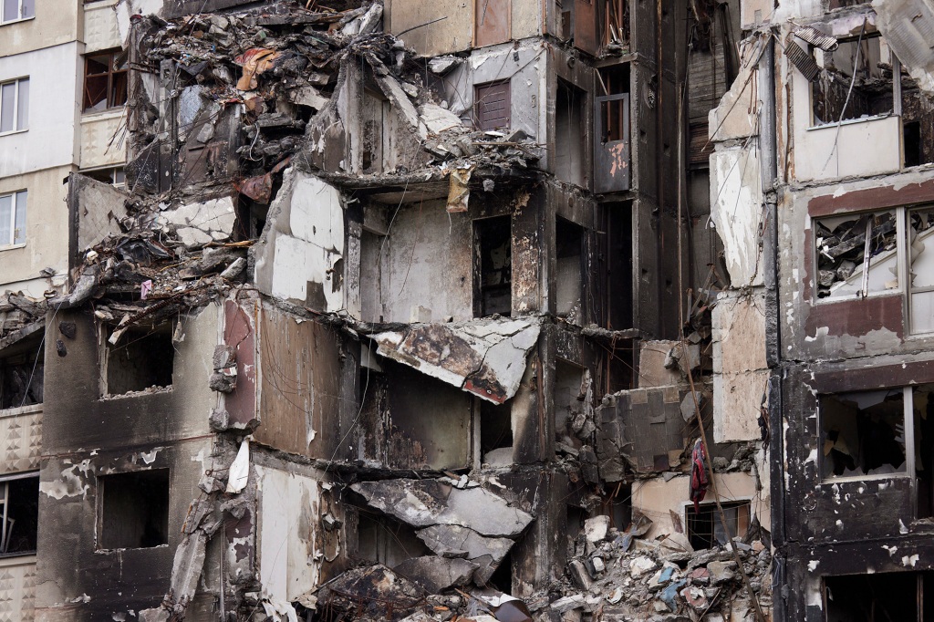 Buildings lie in ruin in Kharkiv, Ukraine on May 29. 