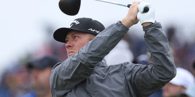 Talor Gooch of the U.S. plays from the ninth tee during the second round of the British Open on the Old Course at St. Andrews, Scotland, Friday, July 15, 2022.