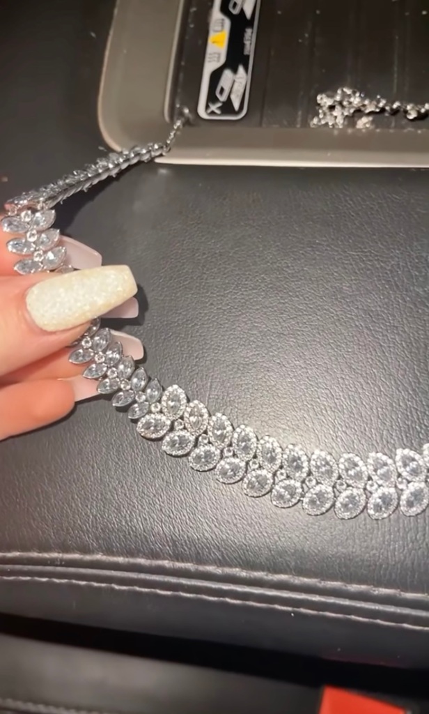 The bling ring: Barrett posted video of a sparkly diamond necklace to her Instagram account. 