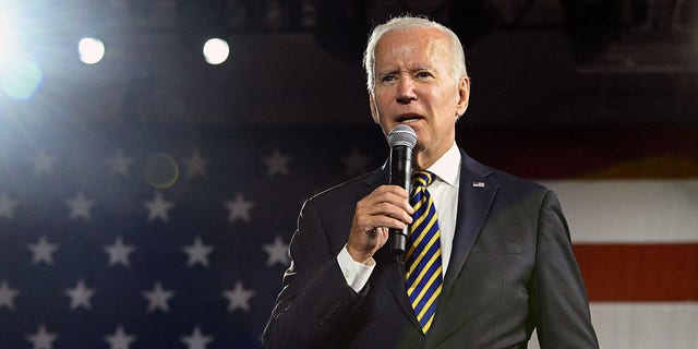 U.S. President Joe Biden speaks about the economy and the final rule implementing the American Rescue Plans Special Financial Assistance program, protecting multi employer pension plans, at Max S. Hayes High School in Cleveland, Ohio, July 6, 2022. (Photo by SAUL LOEB / AFP) (Photo by SAUL LOEB/AFP via Getty Images)