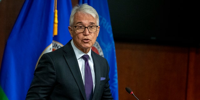 Los Angeles County District Attorney George Gascon addresses police accountability and the actions taken by his office to restore trust in the community during a press conference on Wednesday, May 25, 2022, in Los Angeles, CA. 