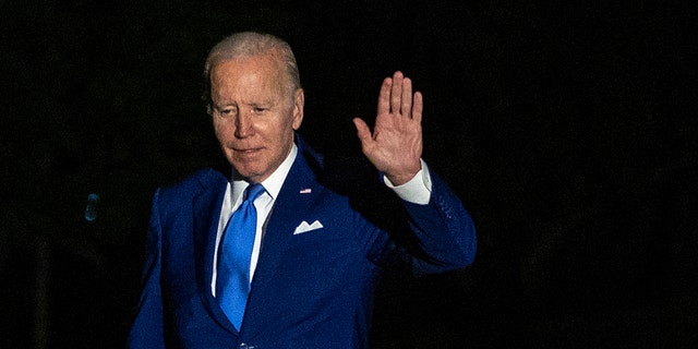 WASHINGTON, DC - JULY 16: President Joe Biden walks off Marine One on the South Lawn of the White House on July 16, 2022 in Washington, DC. 