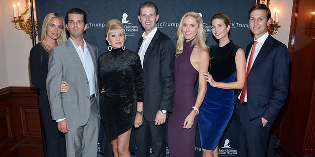 (L-R) Vanessa Trump, Donald Trump Jr., Ivana Trump, Eric Trump, Lara Trump, Ivanka Trump and Jared Kushner attend the 9th Annual Eric Trump Foundation Golf Invitational Auction &amp; Dinner at Trump National Golf Club Westchester on September 21, 2015 in Briarcliff Manor, New York.  (Photo by Grant Lamos IV/Getty Images)