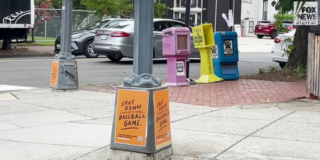 A flyer is posted in Washington, D.C., advertising a protest intended to "shut down" the Congressional Baseball Game.