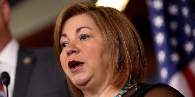 Rep. Linda Sanchez, D-Calif., speaks at a news conference on Capitol Hill in Washington on Nov. 29, 2017. 