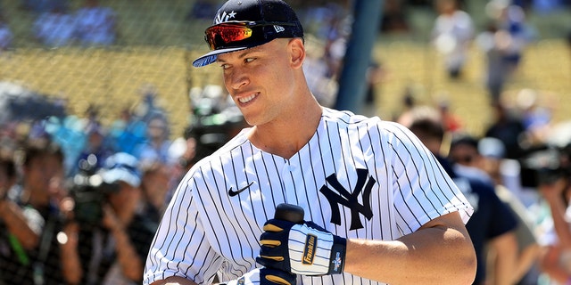 American League All-Star Aaron Judge #99 of the New York Yankees takes batting practice during the 2022 Gatorade All-Star Workout Day at Dodger Stadium on July 18, 2022 in Los Angeles, California.