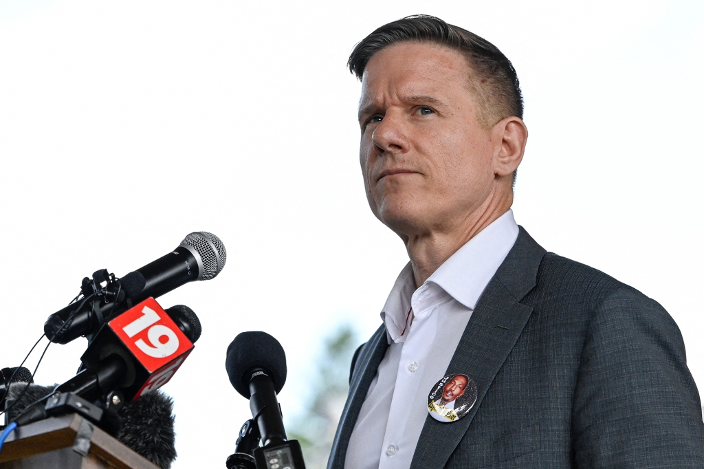 Bobby DiCello speaks at a news conference following the Akron police shooting death of Black man Jayland Walker in Akron, Ohio, U.S. July 3, 2022.  