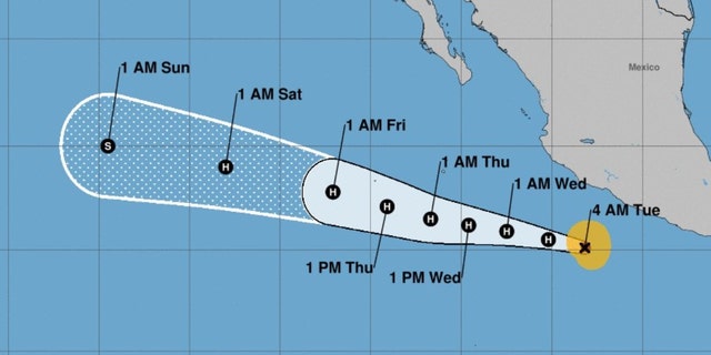 Hurricane Bonnie's track in the Pacific Ocean