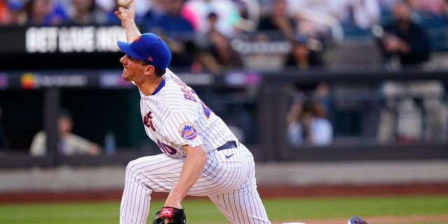 New York Mets' Chris Bassitt pitches during the first inning of a baseball game against the San Diego Padres, Saturday, July 23, 2022, in New York.