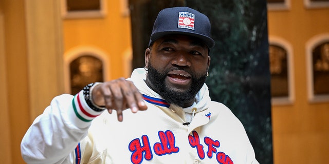 Baseball Hall of Fame inductee David Ortiz speaks to reporters during a news conference after his orientation tour of the Baseball Hall of Fame and Museum Monday, May 2, 2022, in Cooperstown, N.Y. The former Boston Red Sox player was inducted on July 24.