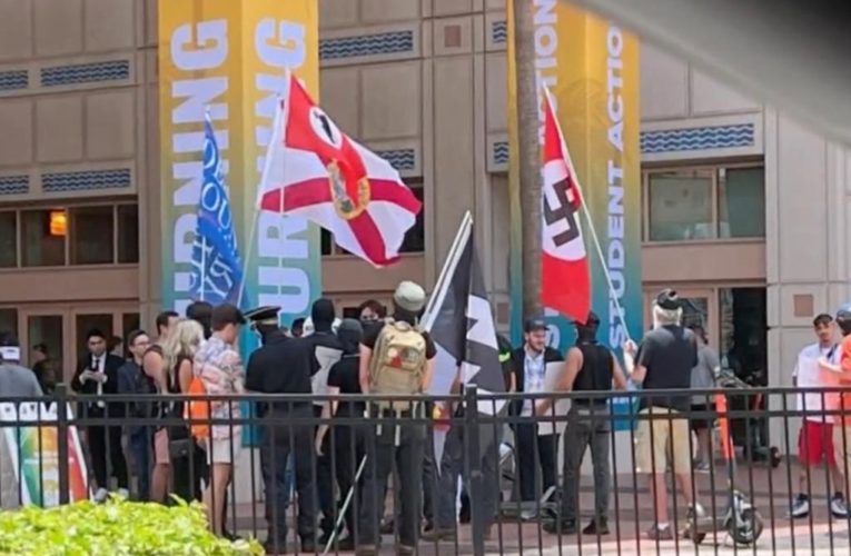 Nazi protesters show up outside young conservatives meeting