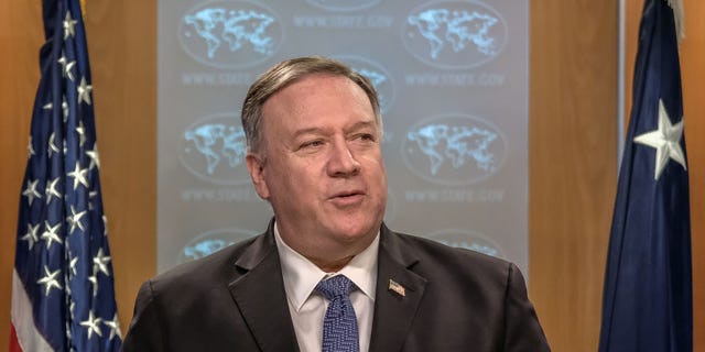 Mike Pompeo, U.S. secretary of state, speaks during a news conference at the State Department in Washington, D.C., March 5, 2020. 