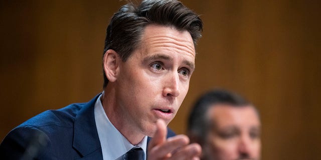 Sen. Josh Hawley during a Senate Judiciary Committee confirmation hearing on April 27, 2022.