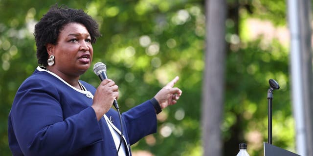 Stacey Abrams, Democratic gubernatorial candidate for Georgia, speaks during a campaign event in Reynolds, Georgia, US, on Saturday, June 4, 2022. 